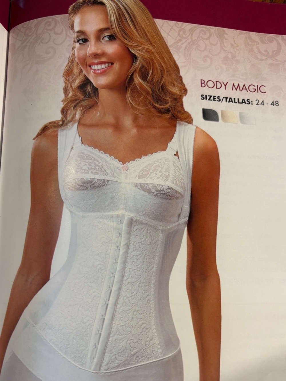 Body Magic Lace Front-Closure Shapewear Bodysuit in White